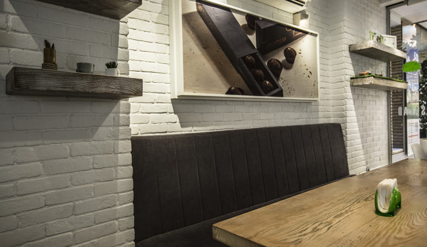 سنگ بتن اکسپوز صدر استون طرح آجر در طراحی رستوران