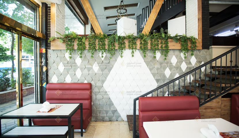 سنگ بتن اکسپوز صدر استون طرح Triangle در طراحی رستوران