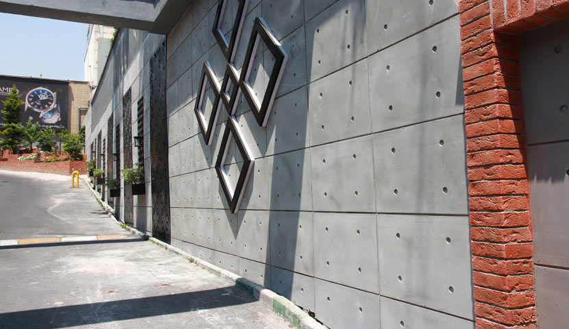 سنگ بتن اکسپوز صدر استون در طراحی نمای پاساژ گلستان