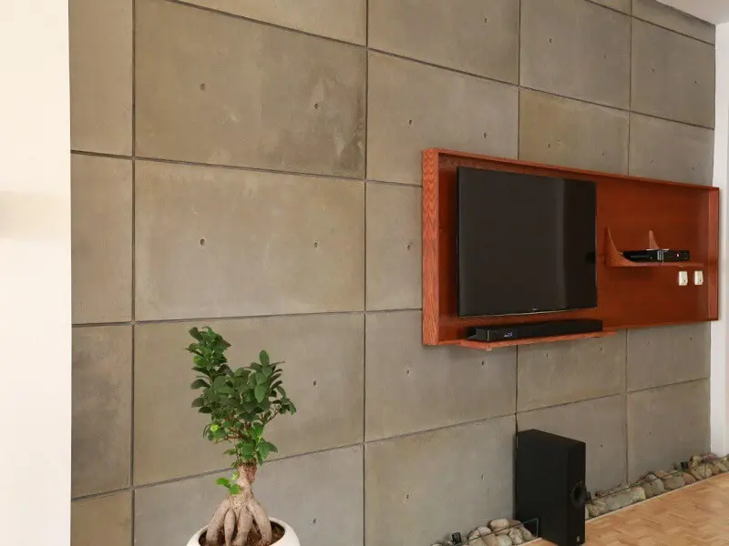 Combining wood and exposed concrete