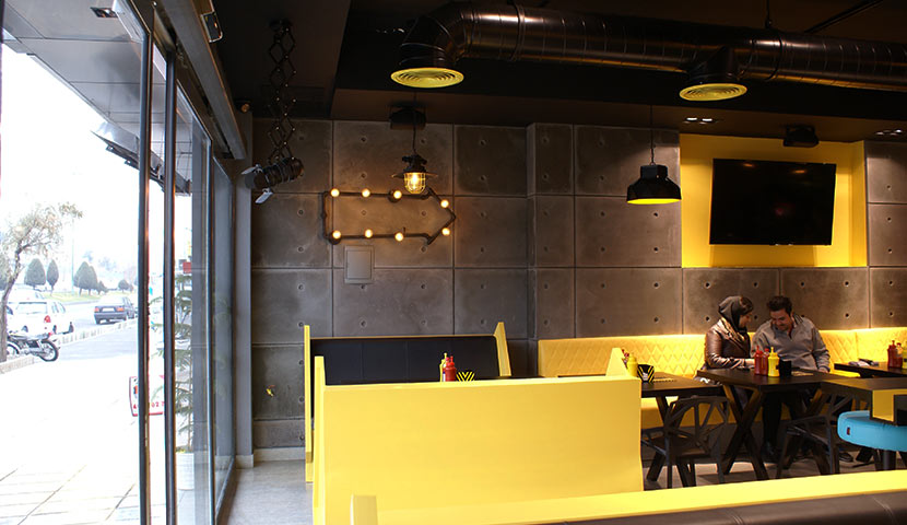 سنگ بتن اکسپوز صدر استون  در طراحی داخلی رستوران