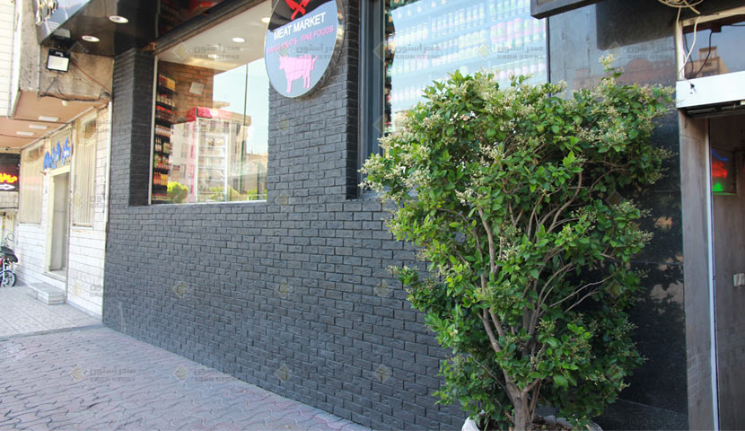 سنگ بتن اکسپوز صدر استون طرح آجر در طراحی نمای فروشگاه