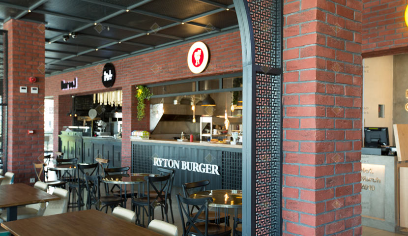 سنگ بتن اکسپوز صدر استون طرح آجر در طراحی رستوران