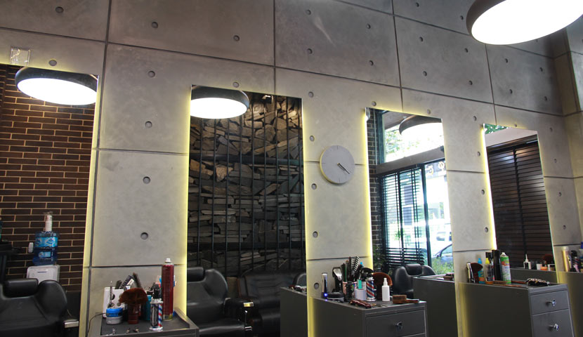سنگ بتن اکسپوز صدر استون در طراحی فضای آرایشگاه
