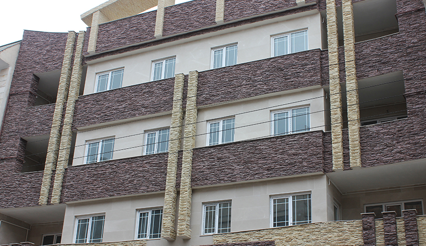 سنگ بتن اکسپوز صدر استون طرح لج استک در طراحی نمای ساختمان